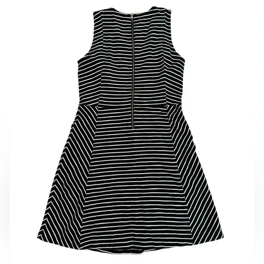 J. Crew Womens Fit Flare Dress Striped Back Zip Cotton Black White Size 8 EUC - Picture 4 of 6
